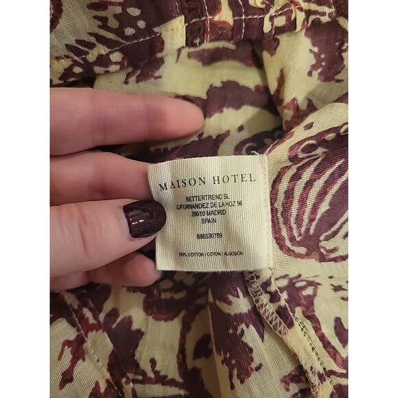 Maison Hotel Ninette Blouse Bacco Wine Floral Print XL Boho Long Sleeve Relaxed - Picture 6 of 7